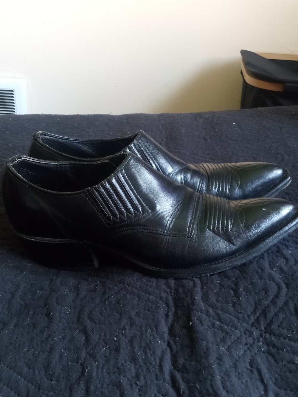 Nocona Black Leather Western Goth Booties Womens 6.5